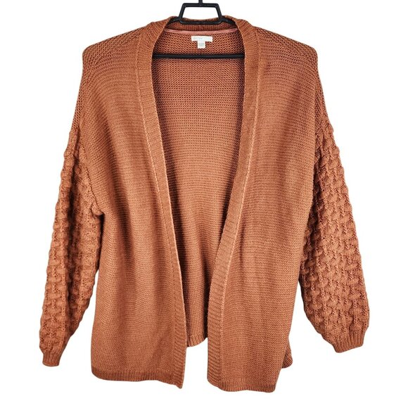 Womens Rust Orange Open Front Cardigan Sweater Loose knit Sleeves Size 18/20W - Picture 1 of 11